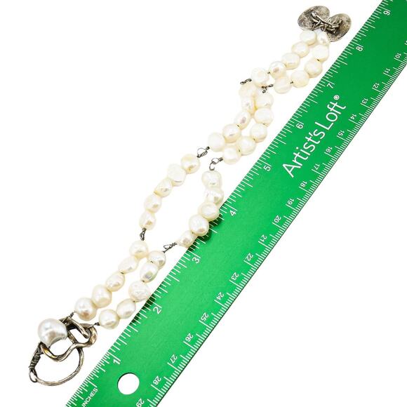 Antique William B Kerr 4730 Arts & Crafts Style Baroque Pearl Bracelet 8.25 In - Picture 3 of 12